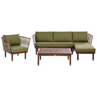 LOUNGE-SET mit Tisch 4-Sitzer Akazienholz linksseitig Dunkelbraun/Grün Cremona - Braun/Grün, Holz - Beliani