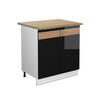 SPÜLENUNTERSCHRANK Fame-Line Schwarz Eiche hochglanz 80 cm mit Regal AP Eiche - Schwarz Hochglanz/Schwarz, Holzwerkstoff (80/82/60cm) - Vicco