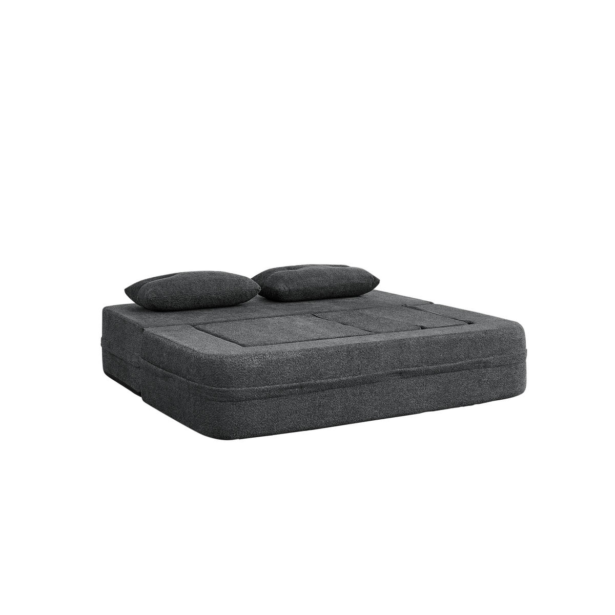 SCHLAFSOFA klappbar mit modularem Sessel, Memory-Schaum und Seitentaschen, Dunkelgrau - Dunkelgrau, Textil (199/39/194cm) - Redom