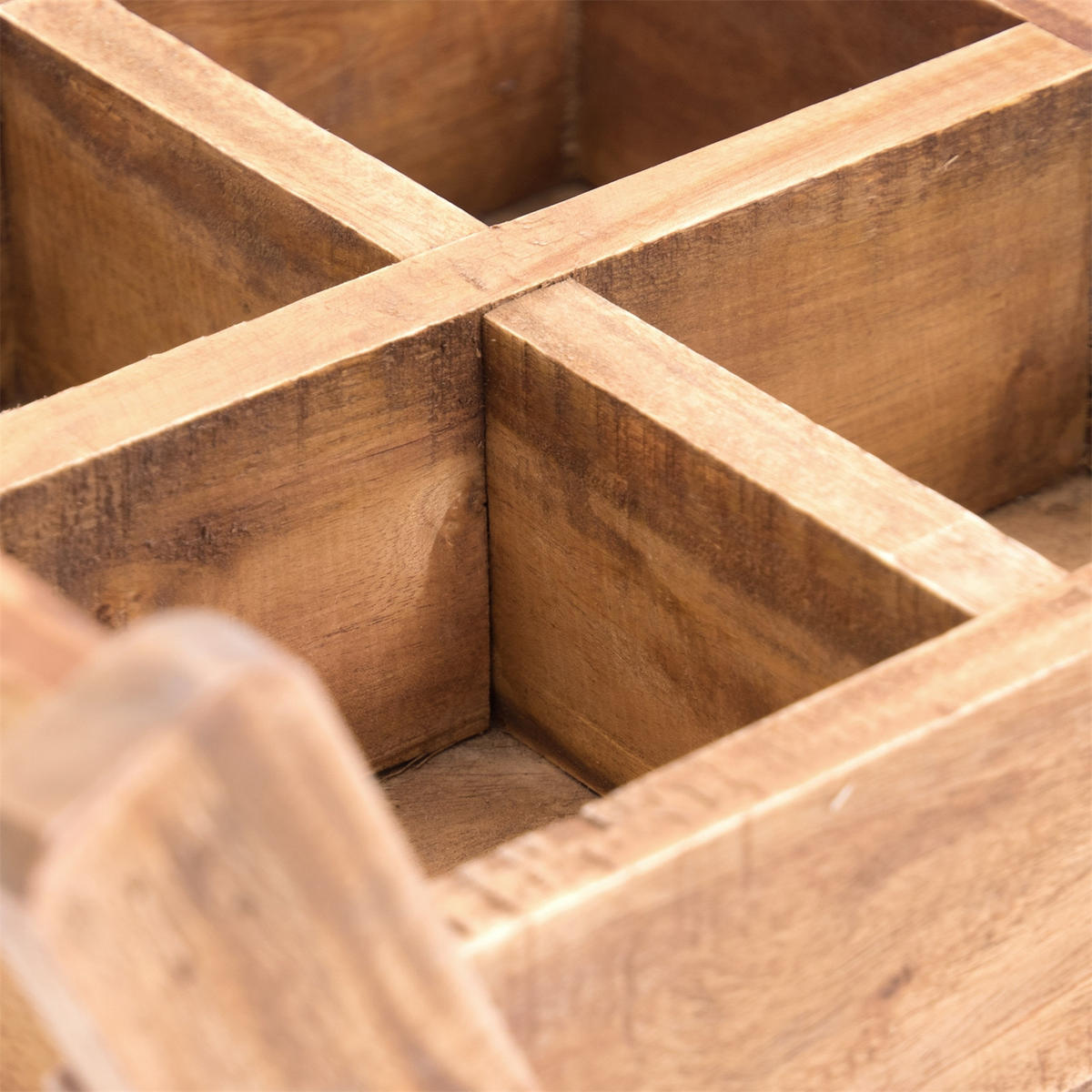 HOLZKISTE Brick II Mahagoni Holz, 4 Fächer, mit Griffen naturfarben - Naturfarben, Holz (8cm) - DESIGN DELIGHTS