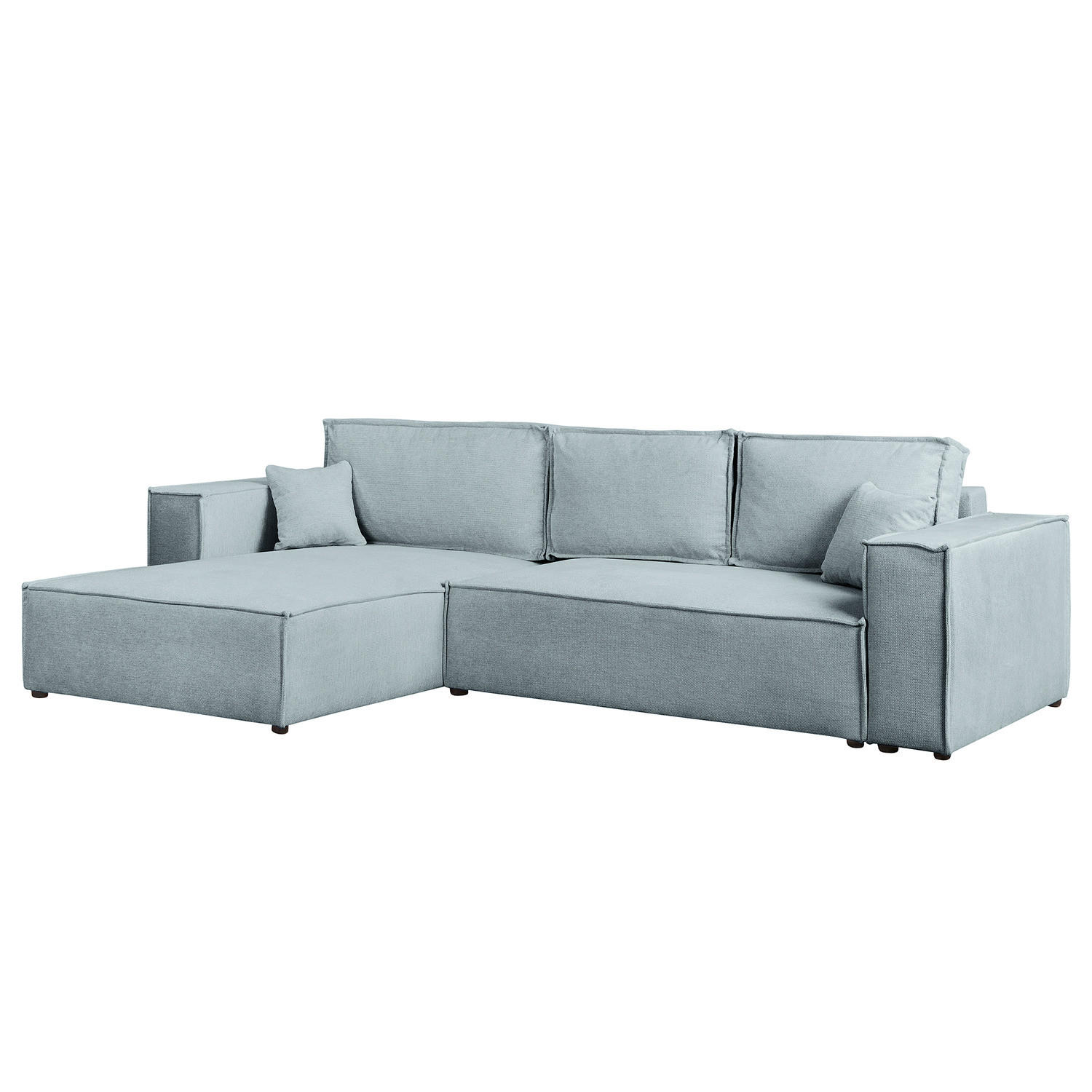 ECKSOFA mit Schlaffunktion - 290 cm - Blaugrau/Schwarz, Kunststoff/Textil (290/185cm) - home24