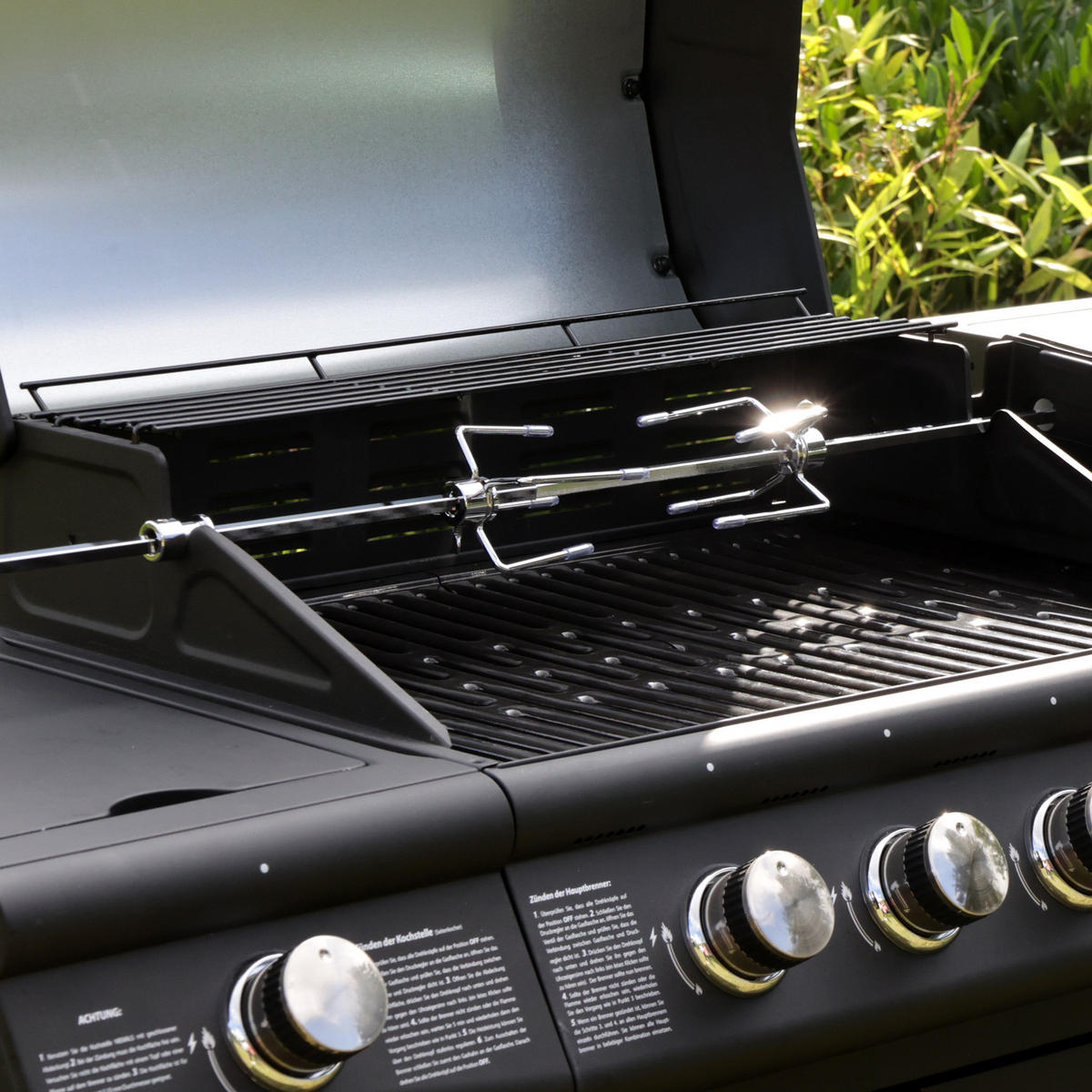 DREHSPIESS mit Motor - Silberfarben, Metall (106cm) - TAINO