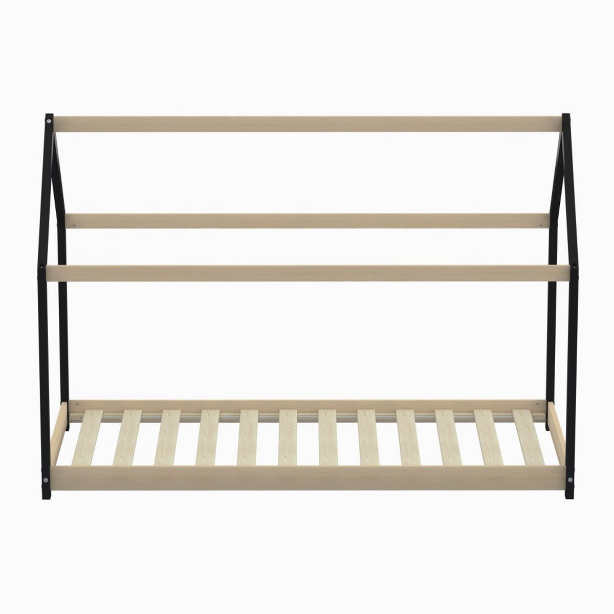 HAUSBETT PANDA mit Lattenrost / Kinderbett 90x190 cm - Naturholz und Schwarz - Multicolor, Holz (90/190cm) - Weber Industries