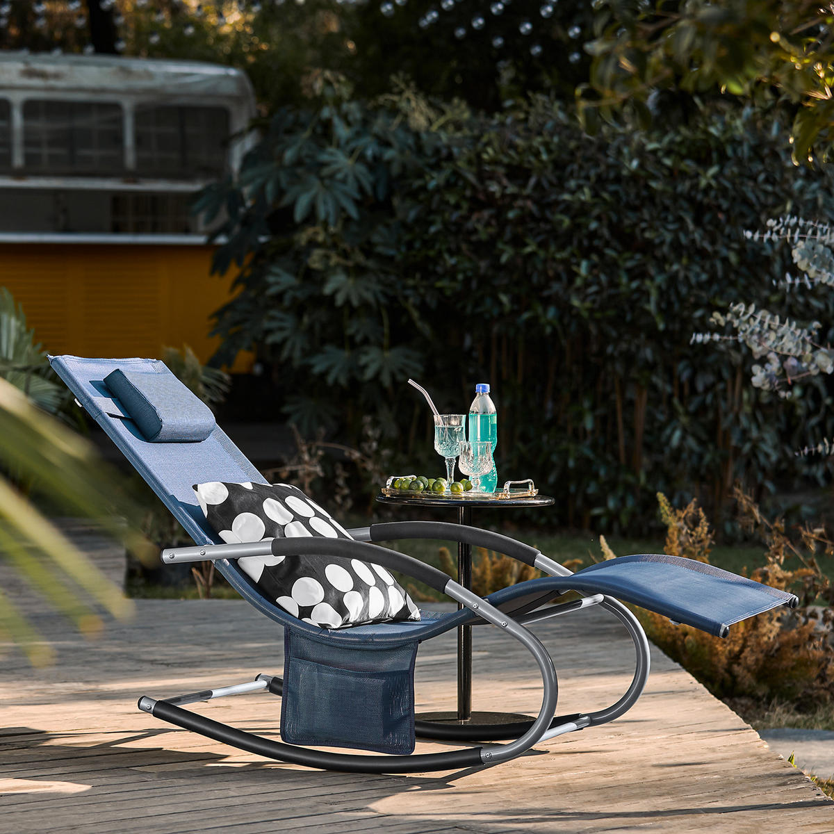 SONNENLIEGE Denimblue - Dunkelblau, Metall (63/83/150cm) - SoBuy