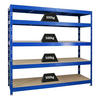 SCHWERLASTREGAL Rhino 180x200x60 cm 5 Spanplatten-Ebenen 8mm Fachlast 500 kg Blau - Blau, Metall (200/180/60cm) - PROREGAL