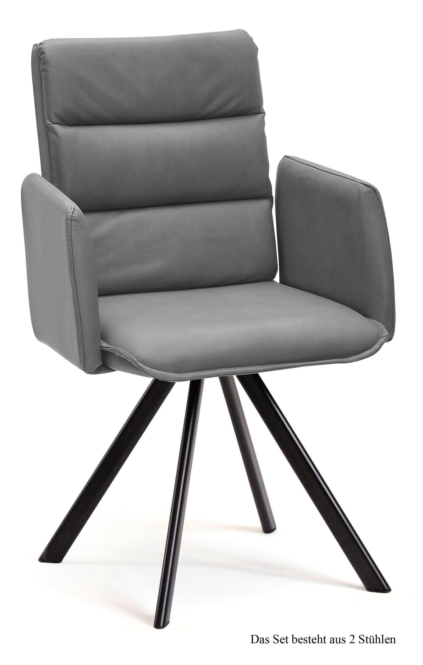 ARMLEHNSTUHL (2er-Set) Debby 52x92x60 Schwarz/Grau - Schwarz/Grau, Kunststoff (60/92/52cm) - 58aufmkessel