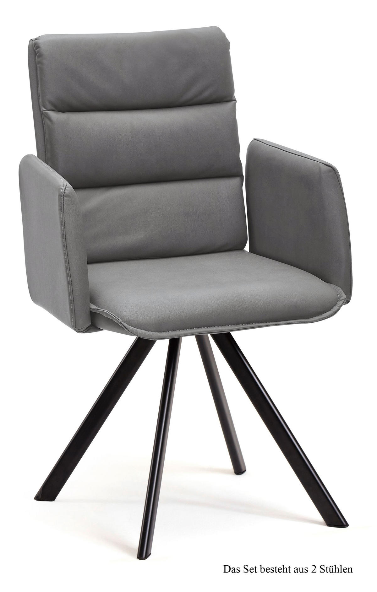 ARMLEHNSTUHL (2er-Set) Debby 52x92x60 Schwarz/Grau - Schwarz/Grau, Kunststoff (60/92/52cm) - 58aufmkessel