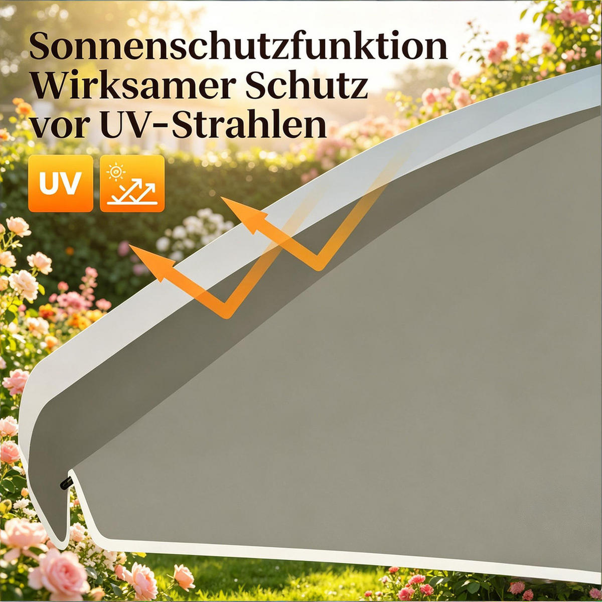 SONNENSCHIRM Metallgestell 135cm Grau Höhenverstellbar Neigbar - Grau, Textil (155/135cm) - Raelunyi
