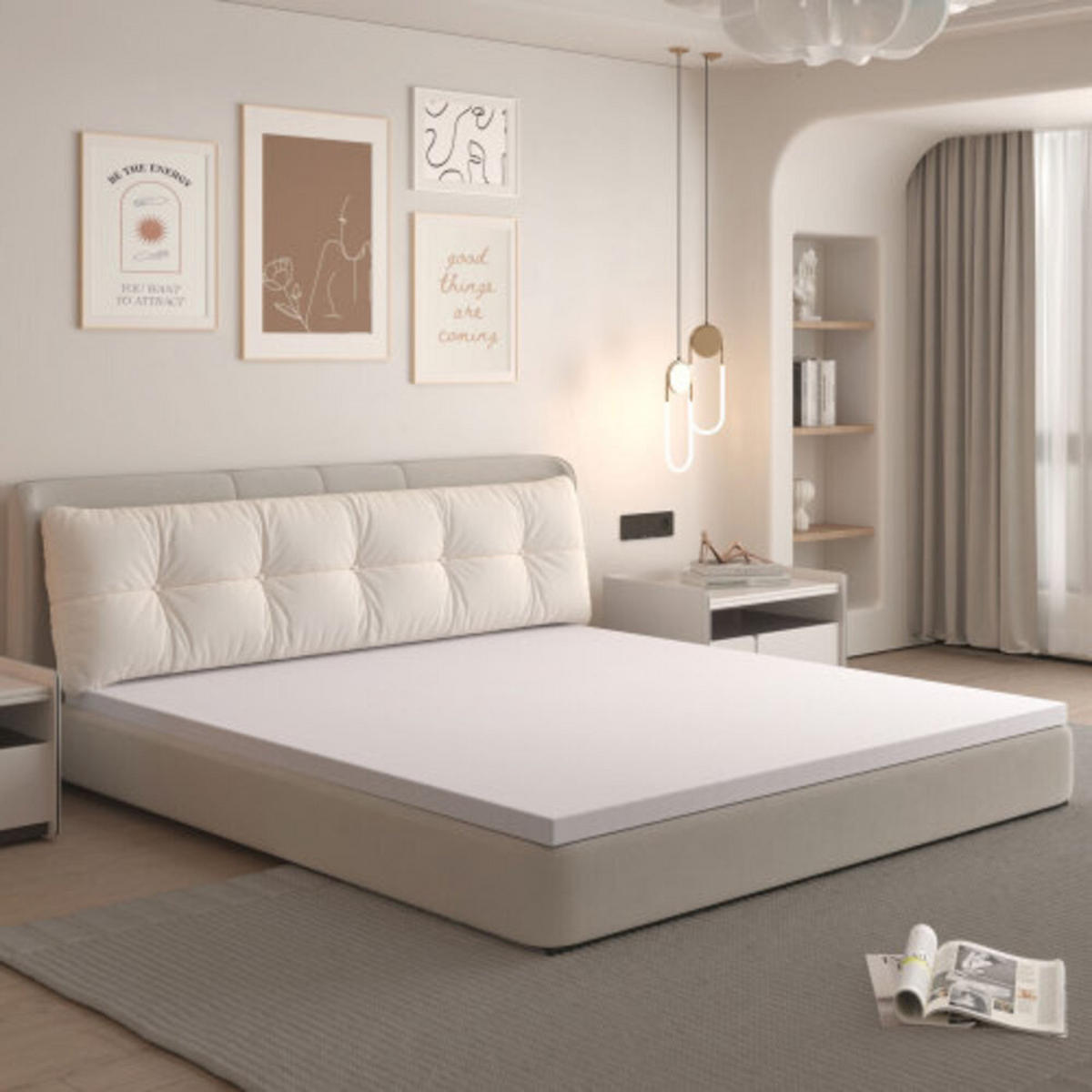 MATRATZE 180×200 cm mit abnehmbarem waschbarem Bezug, 5 cm QX-Schaum Topper, weiß - Weiß, Kunststoff - Luhomfu