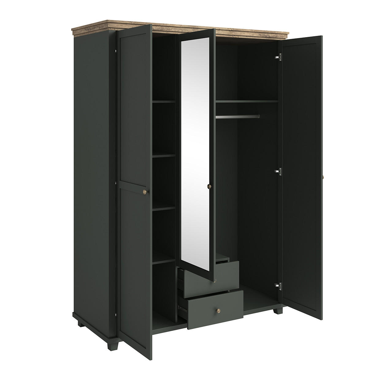 SKŘÍŇ 3DVEŘOVÁ Martin Zelená a dřevo - zelená barva, kompozitní dřevo (154.1/216.1/61.7cm) - Petits-meubles