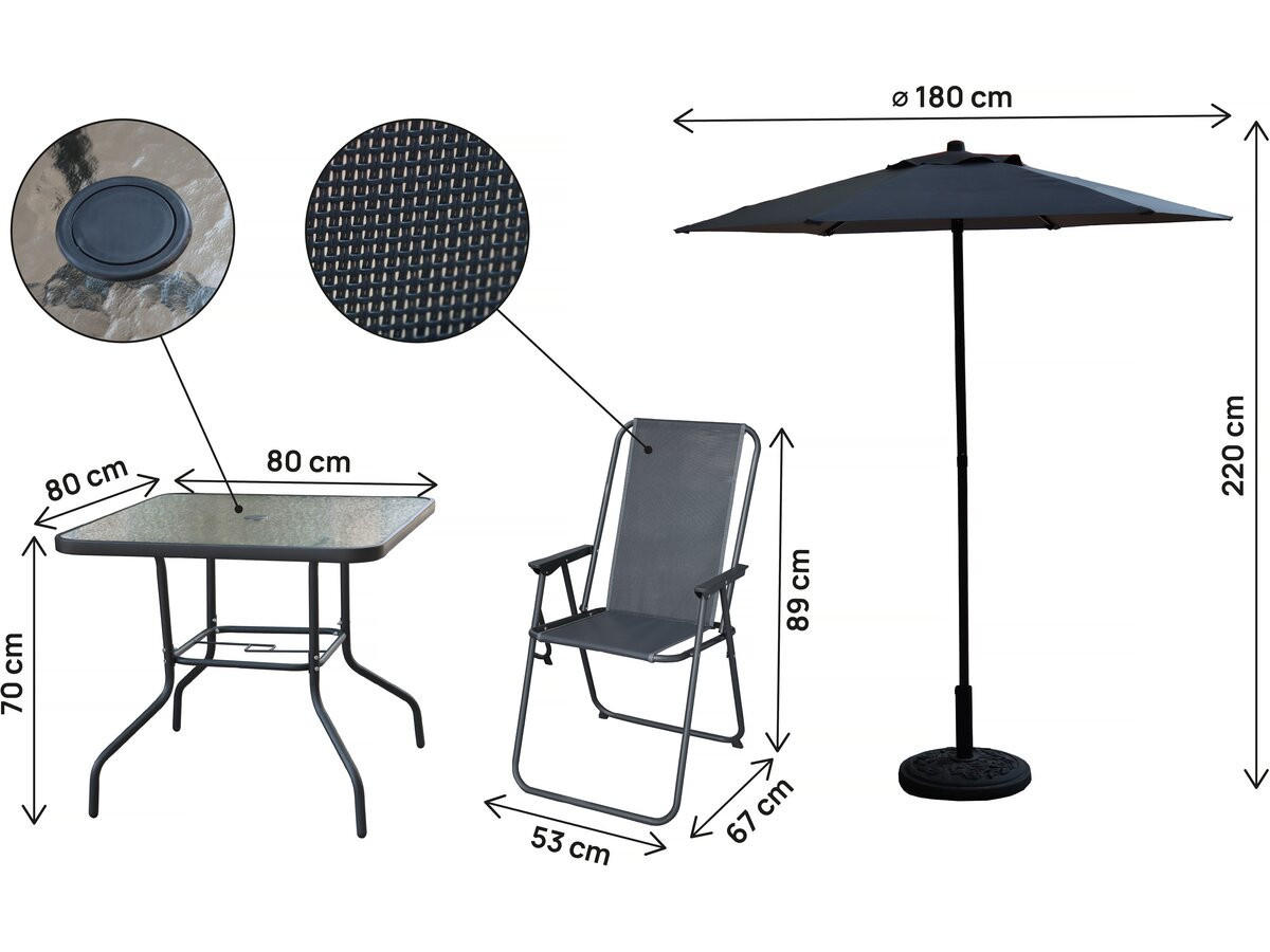 GARTENSET Convivia 4-Sitzer Anthrazit - Anthrazit, Metall - Habitat Garten
