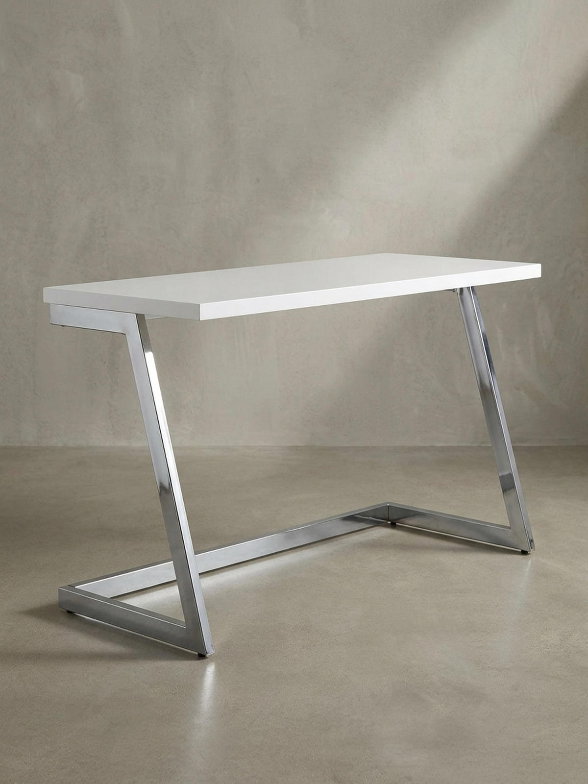SCHREIBTISCH Hochglanz Metallgestell SARNOT, Silber 120x55x76 cm - Silberfarben, Holz/Metall (55/120/76cm) - KADIMA DESIGN