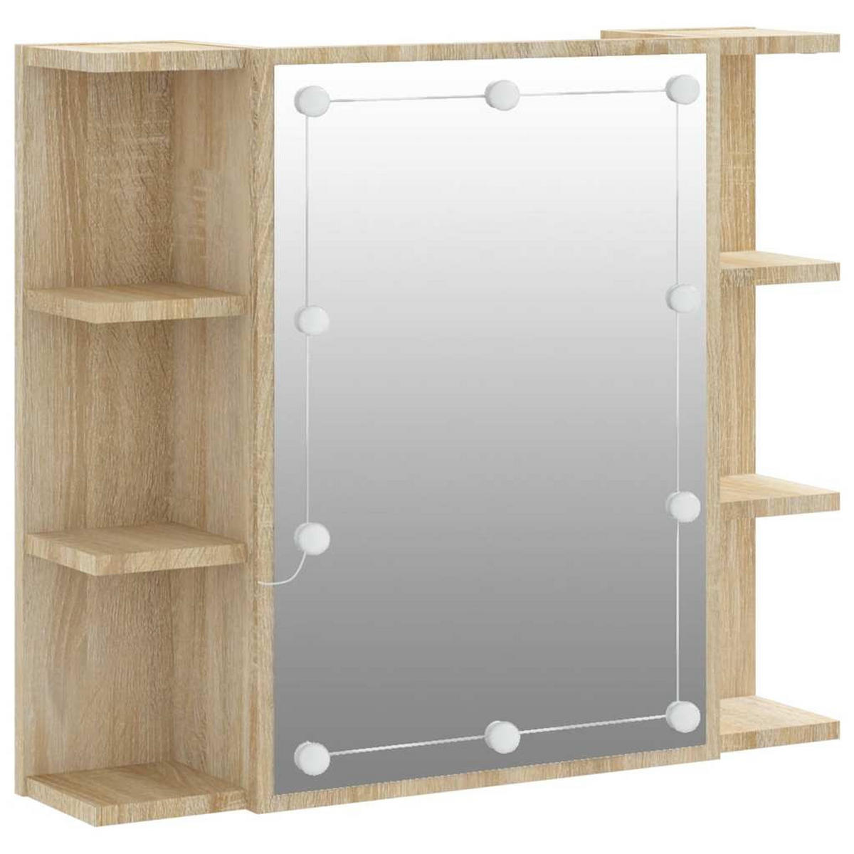 SPIEGELSCHRANK mit LED, 70/16,5/60 cm, aus Holzwerkstoff, in Sonoma-Eiche - Sonoma Eiche, Holz (70/60/16.5cm) - vidaXL
