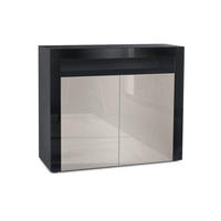 KOMMODE Valencia Sandgrau Hochglanz / Schwarz Hochglanz - Sandfarben/Schwarz Hochglanz, Holzwerkstoff (108/92/40cm) - Vladon