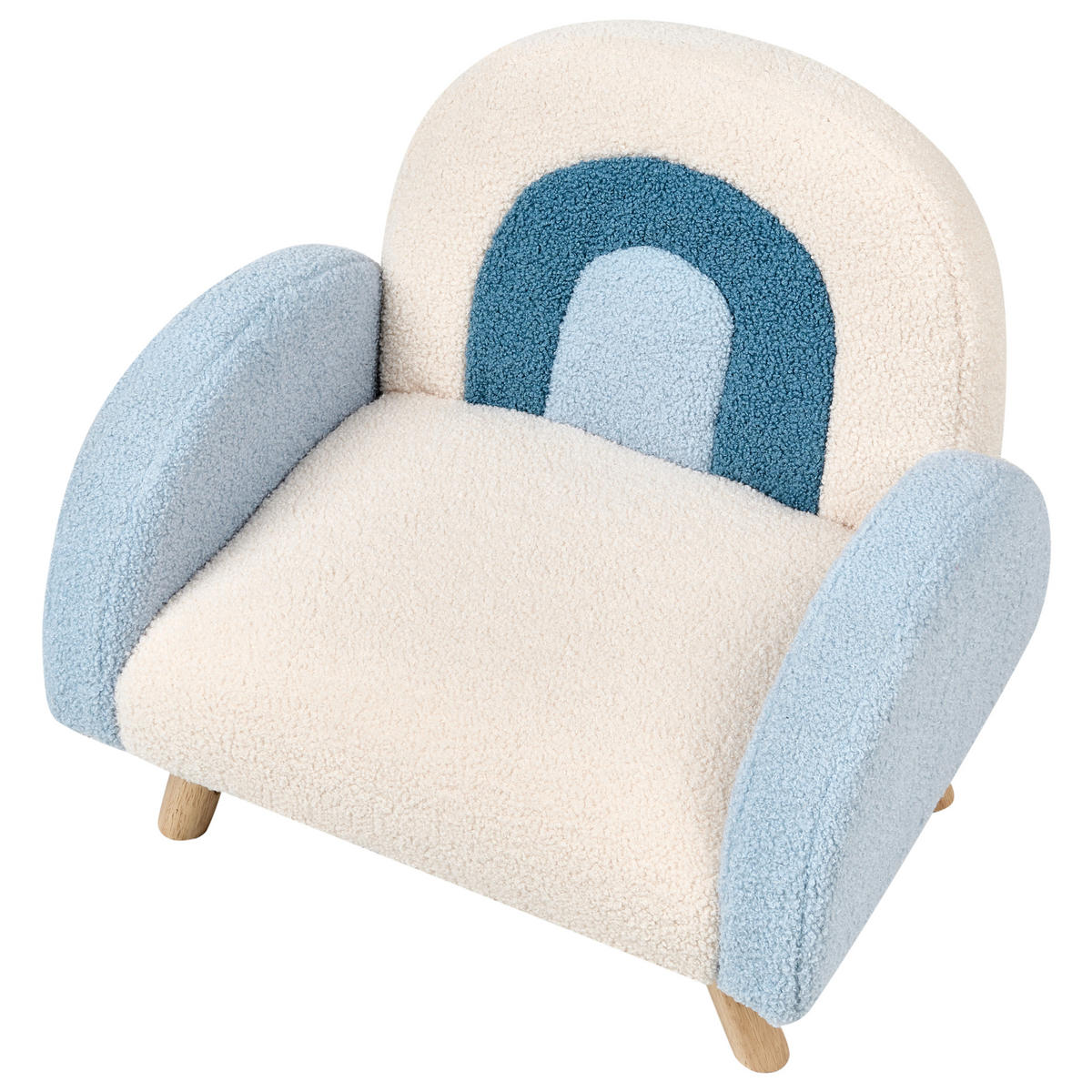 FOTOLIU PENTRU COPII Regenbogen bouclé albastru deschis Ombo - alb, material textil (52/46/46cm) - Beliani