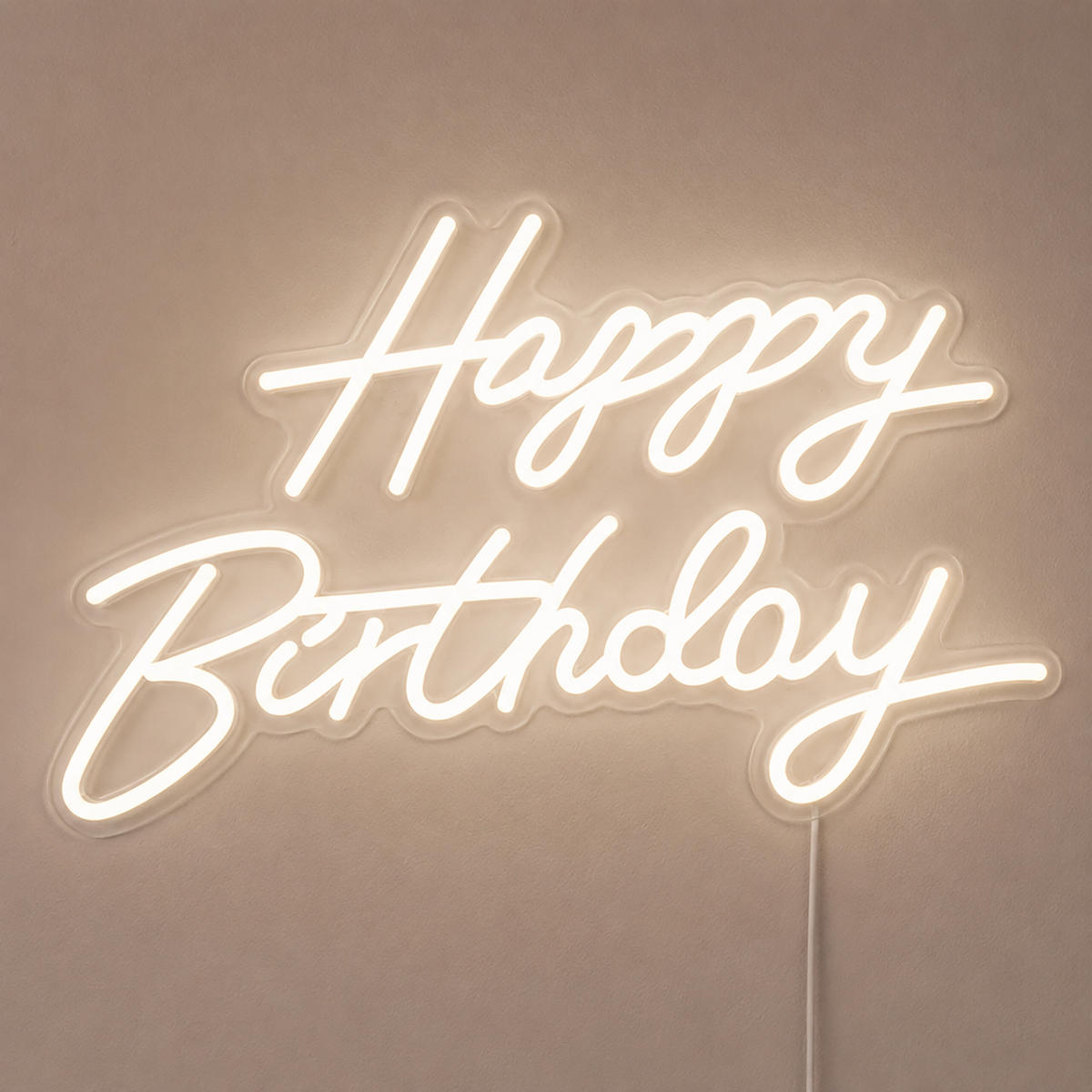 LEUCHTSCHILD Kaltweiß Happy Birthday - Weiß, Kunststoff (1/40/28cm) - Relaxdays