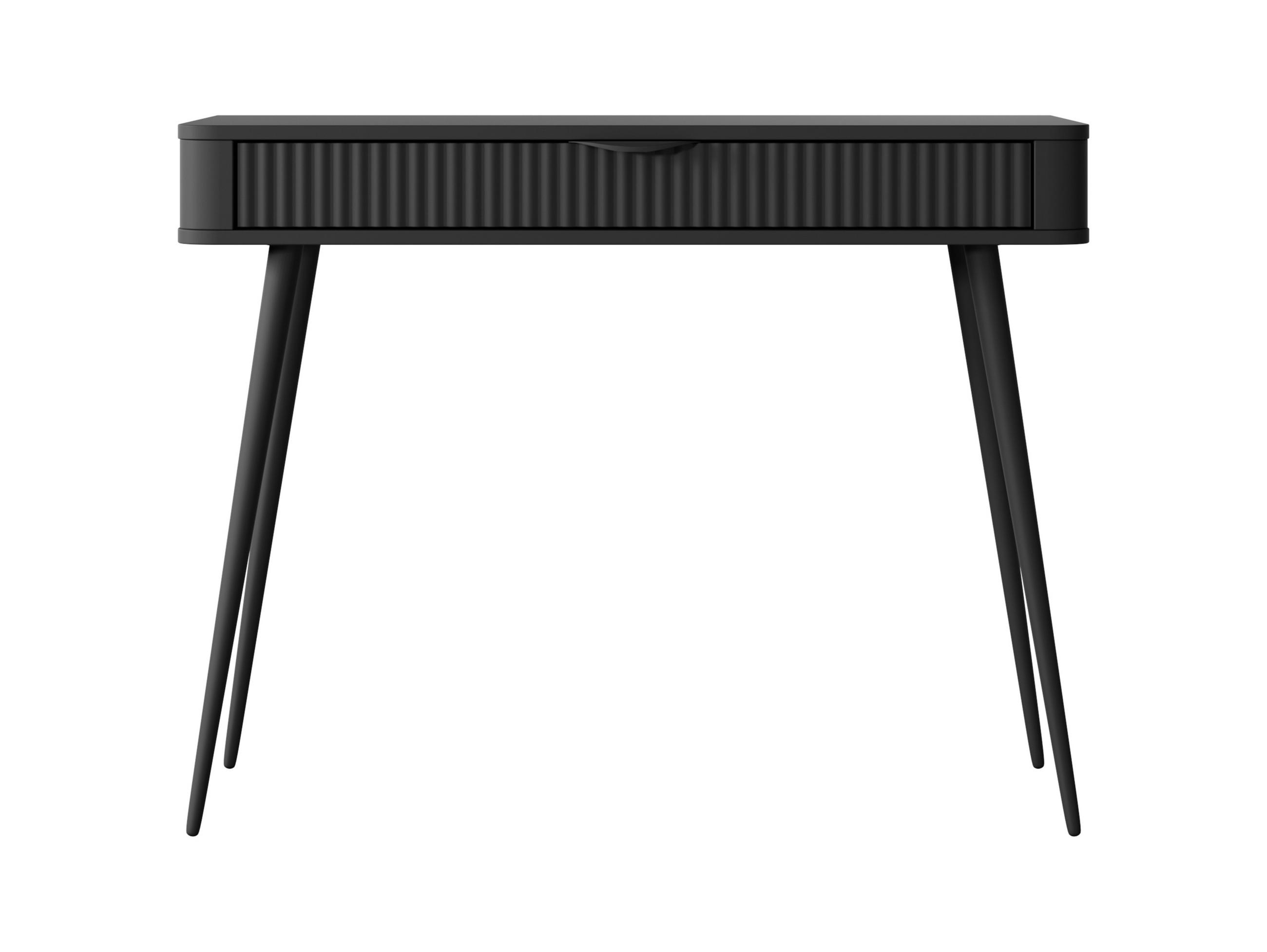 KONSOLENTISCH Vespasia 1S Schwarz 100,2/78/38 cm – Geriffelten Fronten - Schwarz, Holzwerkstoff/Metall (38/100.2/78cm) - AX Living