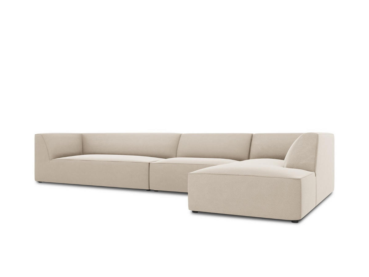 ECKSOFA rechts Ruby aus Samt beige 5 Sitzplätze - Beige, Textil (180/366cm) - Micadoni