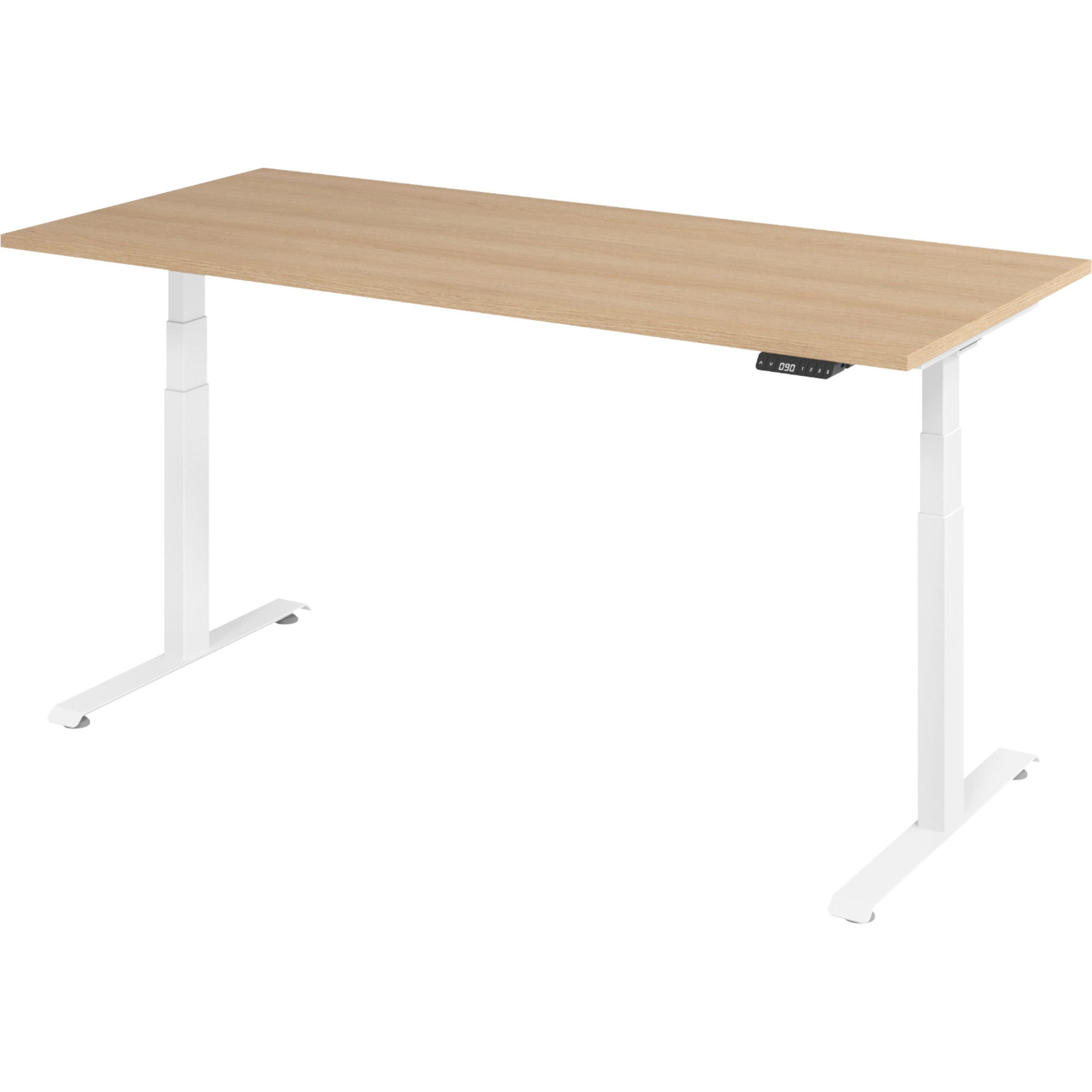SCHREIBTISCH elektrisch 80/180/74 cm in Eichefarben/Weiß - Eichefarben/Weiß, Holzwerkstoff (80/180/74cm) - bümö