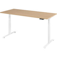 SCHREIBTISCH elektrisch 80/180/74 cm in Eichefarben/Weiß - Eichefarben/Weiß, Holzwerkstoff (80/180/74cm) - bümö