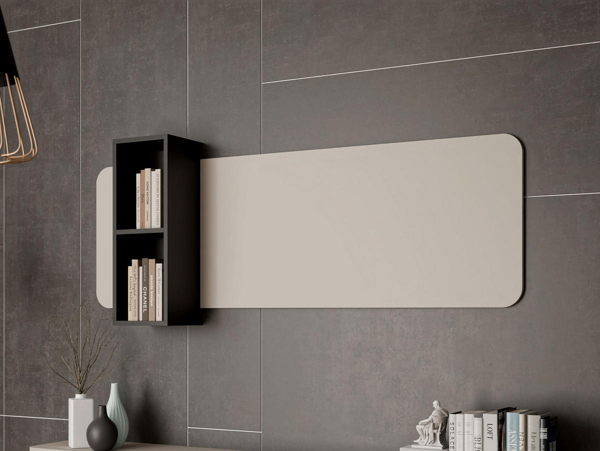 WANDPANEEL MIT REGAL Philippe - Kaschmir/Schwarz, Holzwerkstoff (160/52/20cm) - MIRJAN24