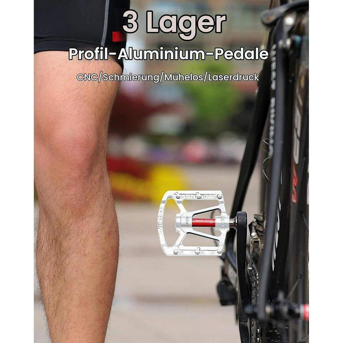 FAHRRADPEDALE Aluminium rutschfest 9/16 Zoll MTB E-Bike - Silberfarben, Metall (10/1.4/10cm)