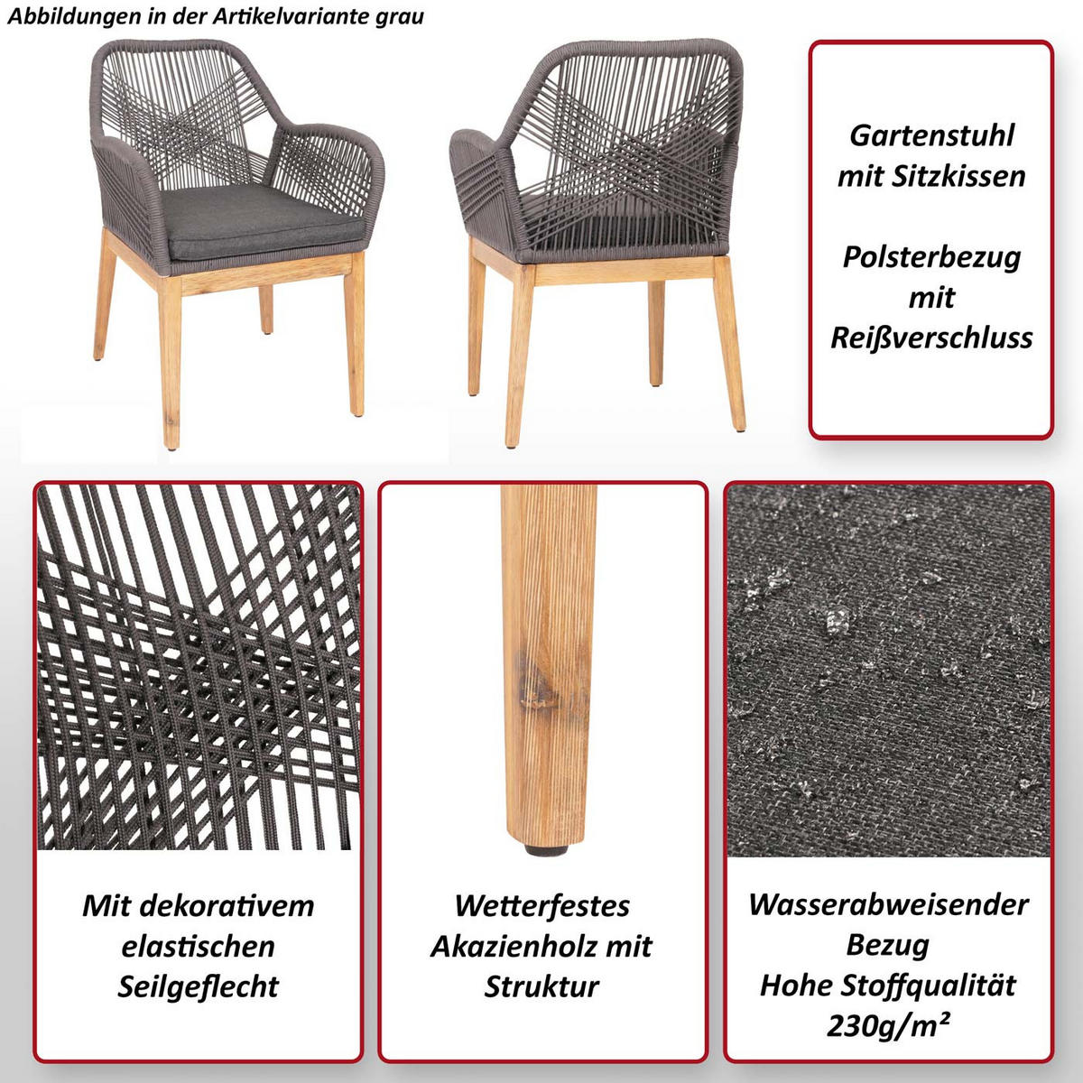 ZÁHRADNÁ STOLIČKA H56B Šedá, Svetlošedá - sivá/svetlosivá, drevo (58/85/59cm) - MCW