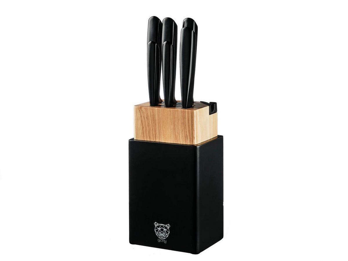 KÜCHENMESSERBLOCK Jensen Porvoo - 8 Teile - Schwarz, Metall (1cm) - Björn