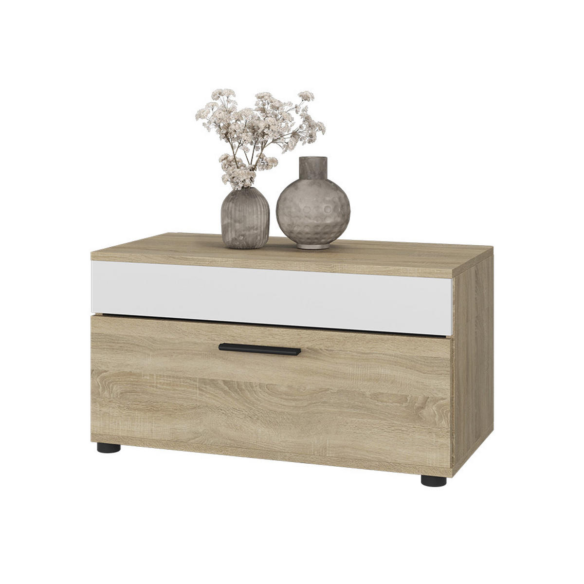 POLICE NA KNIHY Berno Sonoma/bílá - bílá/Sonoma dub, kompozitní dřevo (70.8/38.9/35.3cm) - Vicco