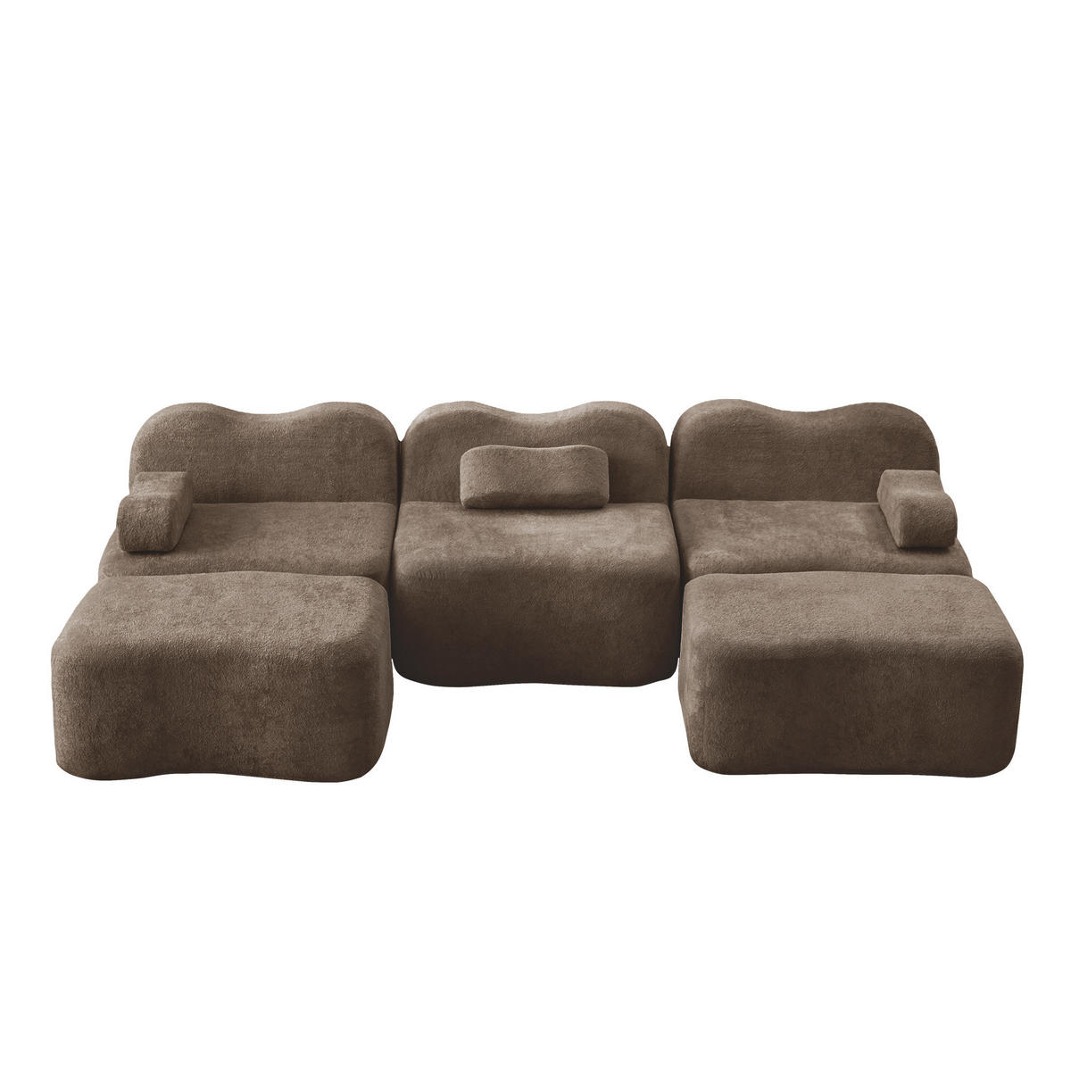 ECKSOFA 288/167/70 cm modular braun aus Samt mit tiefer Sitzfläche und 2 Hockern - Braun, Textil (167/288cm) - OKWISH