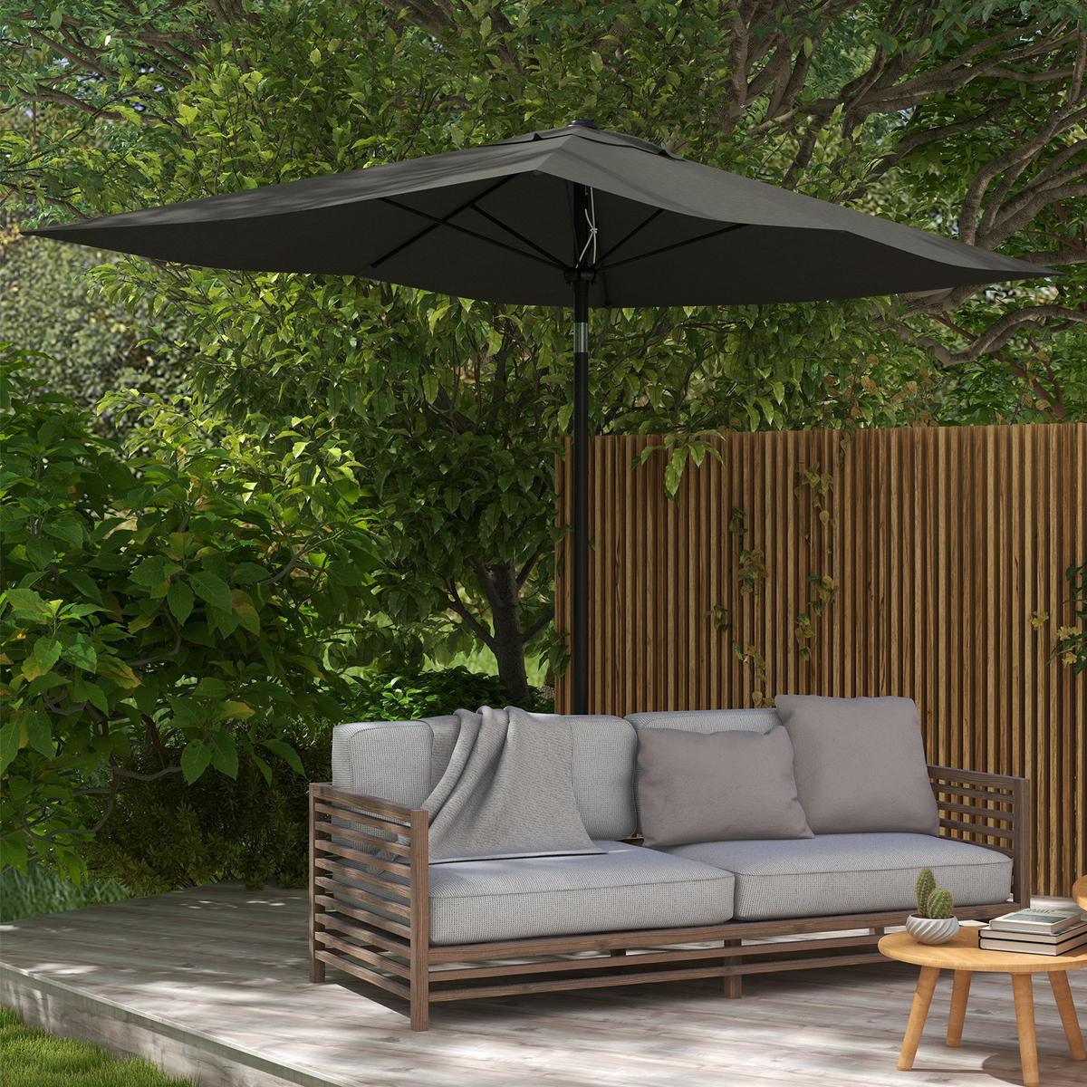 SONNENSCHIRM DE-11464 rechteckig, neigbar, mit Kurbel Dunkelgrau - Grau, Metall (200/290cm) - ComfortXL