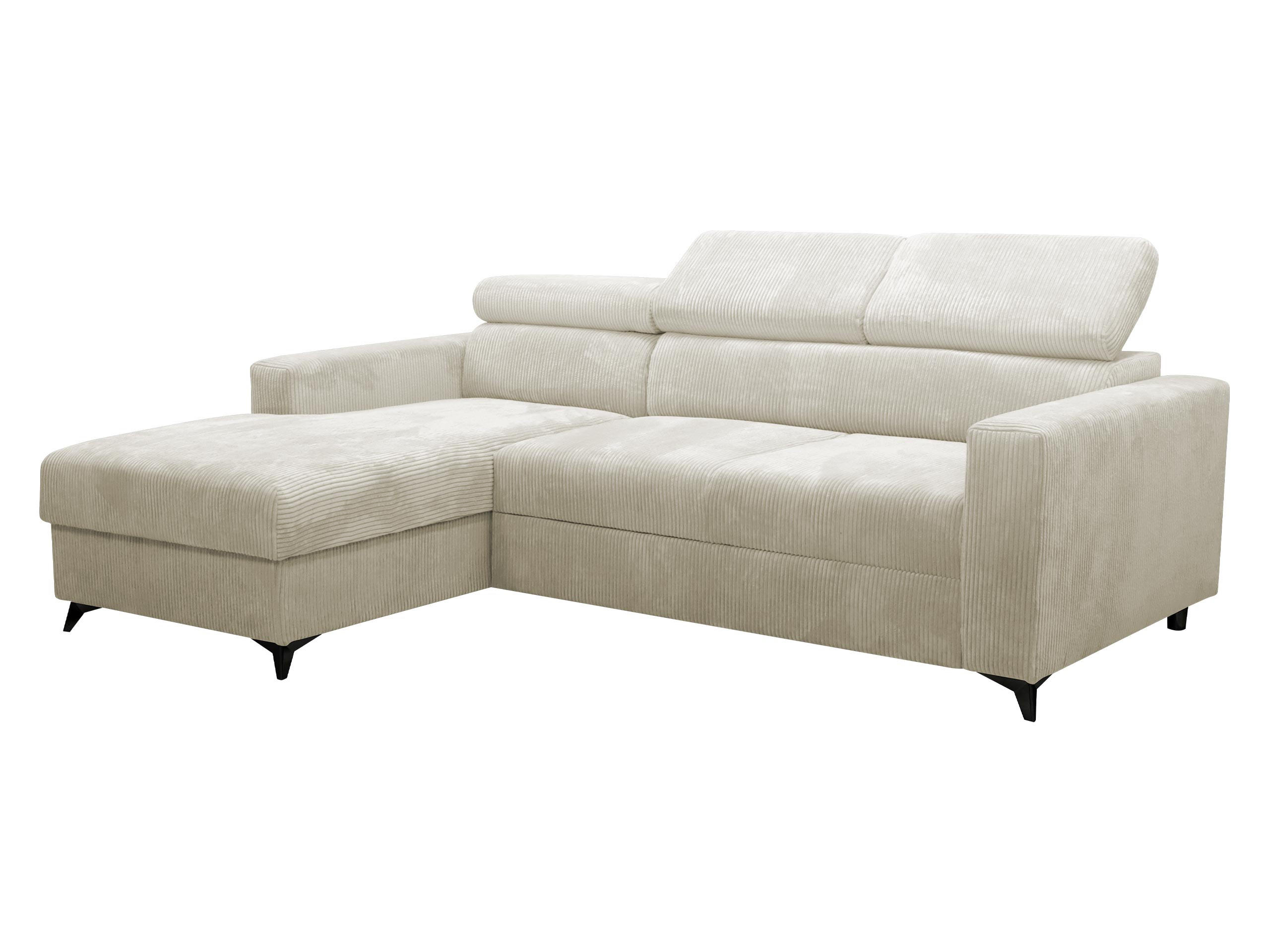 ECKSOFA Milano Premium Cord, Seite: Links LC+2R - Creme/Schwarz, Holz/Textil (236/172cm) - MIRJAN24