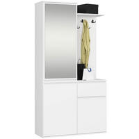 GARDEROBE Entro mit Spiegel, Weiß, 95x183x35 cm - Weiß, Holzwerkstoff (95/183/35cm) - Akord