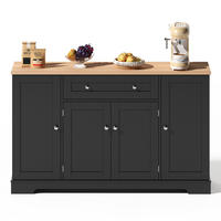 MODERNER Hochschrank aus MDF in Schwarz mit Schublade, Doppeltür und höhenverstellbaren Einlegeböden, Euro-Design, 138/40/85 cm, Schwarz - Schwarz, Holzwerkstoff (138/85/40cm) - Redom