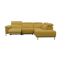 ECKSOFA Linus Echtleder mit 1 x Relaxfunktion Senfgelb - Gelb, Leder/Metall (262/220cm)