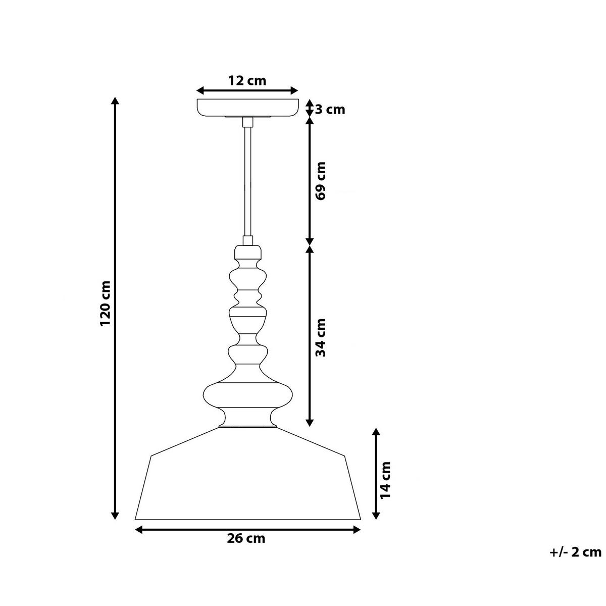 HÄNGELEUCHTE Driva 26/26/120 cm - Weiß, Metall (26/26/120cm) - Beliani
