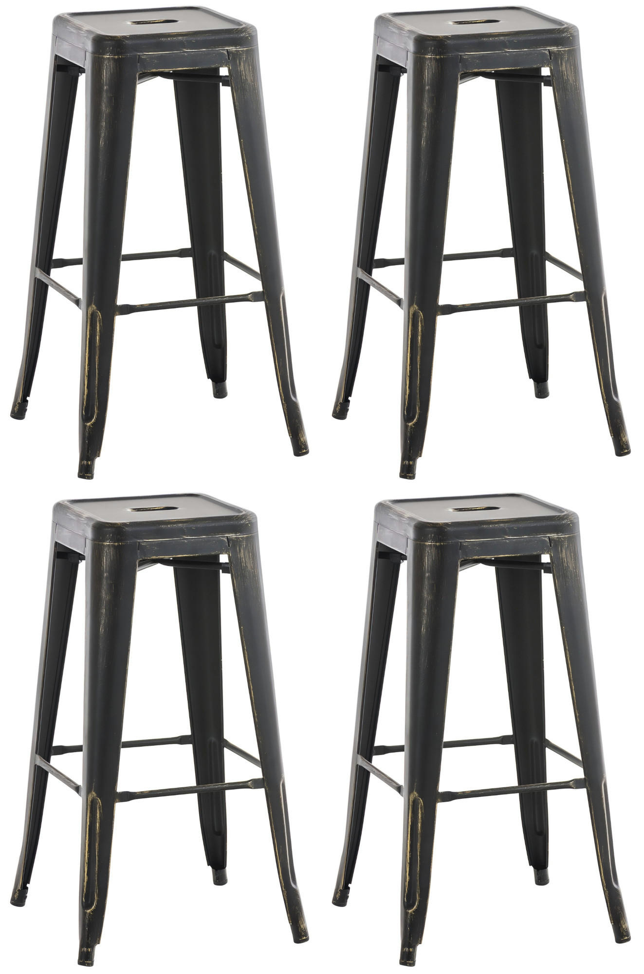 BARHOCKER 4er Set Metall schwarz-gold - Goldfarben/Schwarz, Metall (43/76/43cm) - CLP