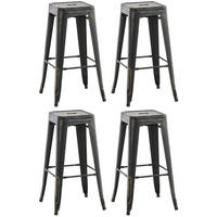 BARHOCKER 4er Set Metall schwarz-gold - Goldfarben/Schwarz, Metall (43/76/43cm) - CLP