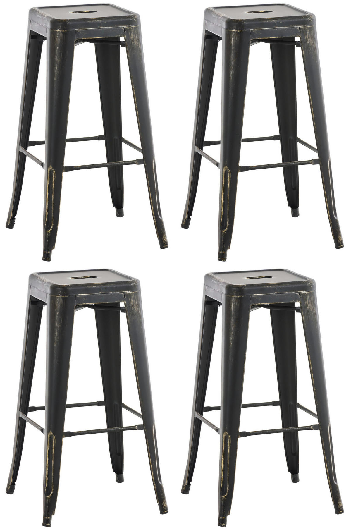 BARHOCKER 4er Set Metall schwarz-gold - Goldfarben/Schwarz, Metall (43/76/43cm) - CLP