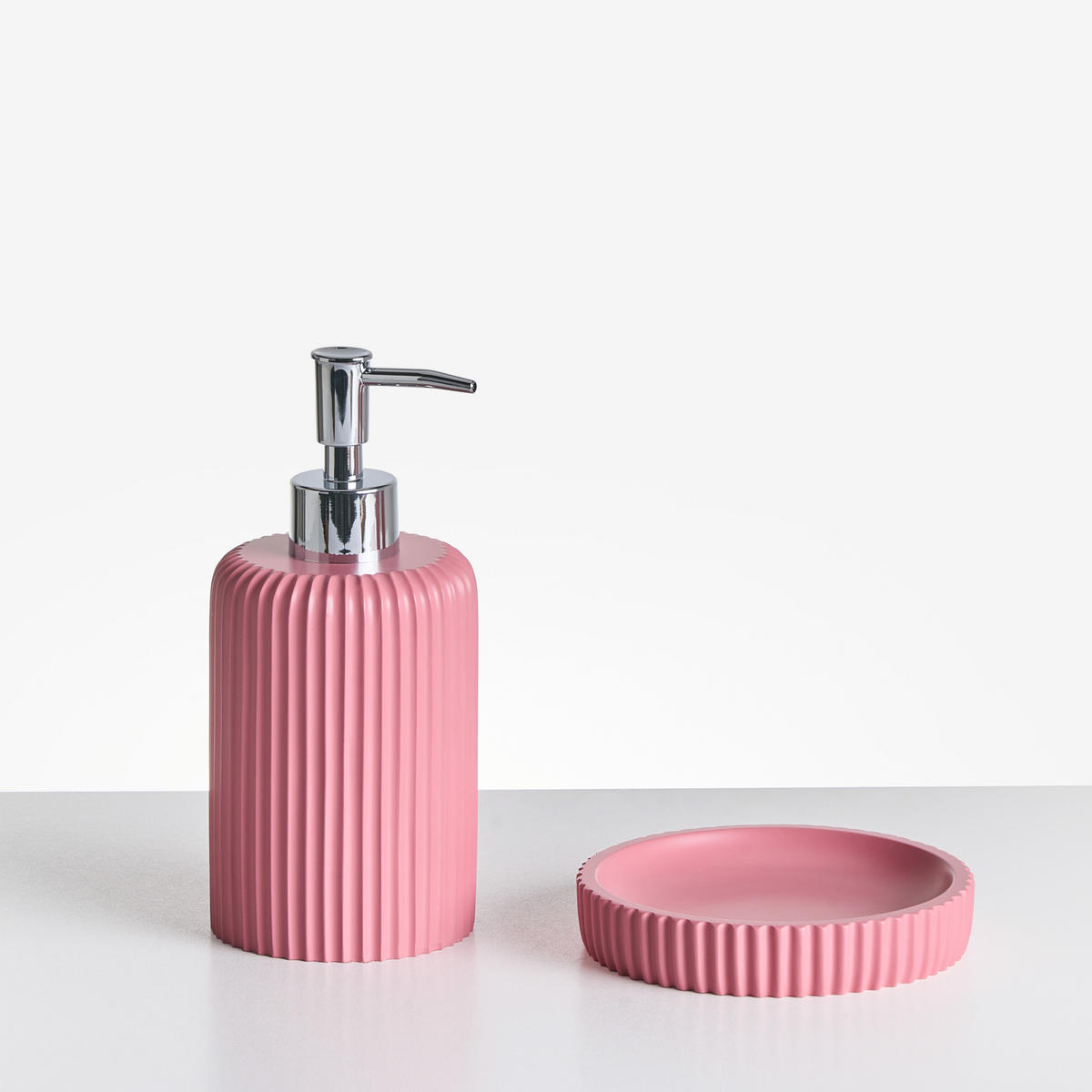 BADACCESSOIRES Set 5-teilig Rosa Camana - Pink, Kunststoff (8/10/8cm) - Beliani