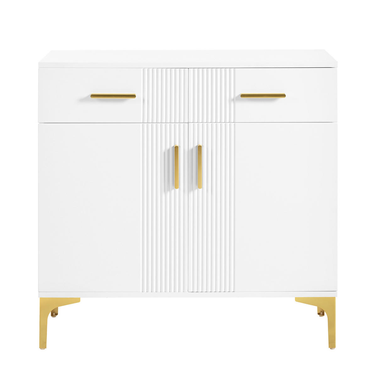 KOMMODE aus MDF 35x80x79,5 cm Weiß mit Wellenfront und Kippsicherung - Weiß, Holzwerkstoff (80/79.5/35cm) - IVMEU