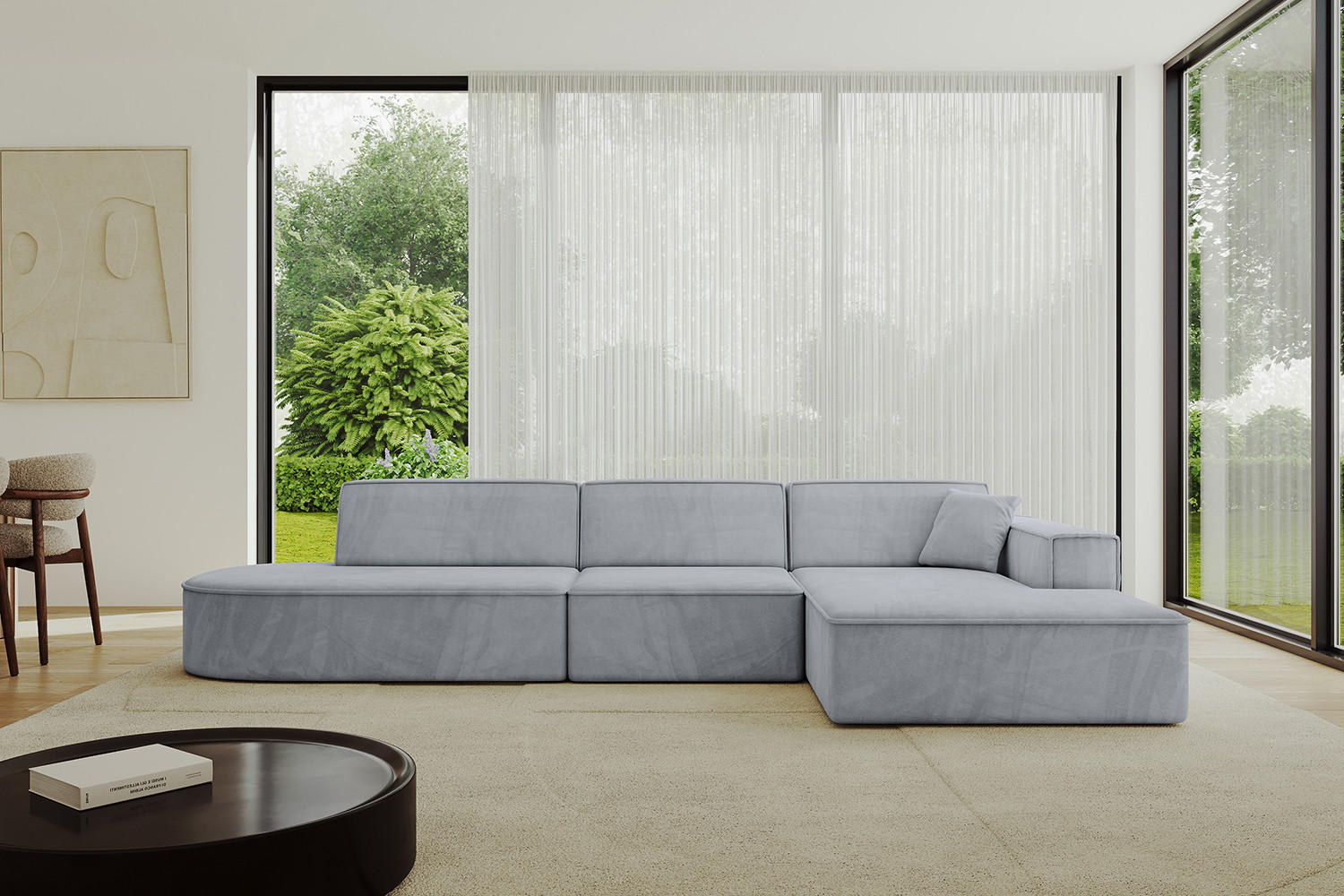 ECKSOFA Ottomane Rechts IREA-L2-v4 - 328x171x79 cm Grau - Titanfarben, Holzwerkstoff/Textil (171/328cm) - ALTDECOR