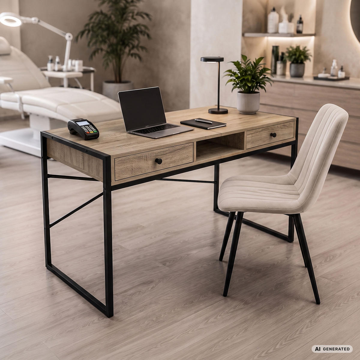 SCHREIBTISCH ELOSNIS 123 cm Sonoma Eiche - Schwarz/Sonoma Eiche, Holzwerkstoff (123/48/80.5cm) - Akord