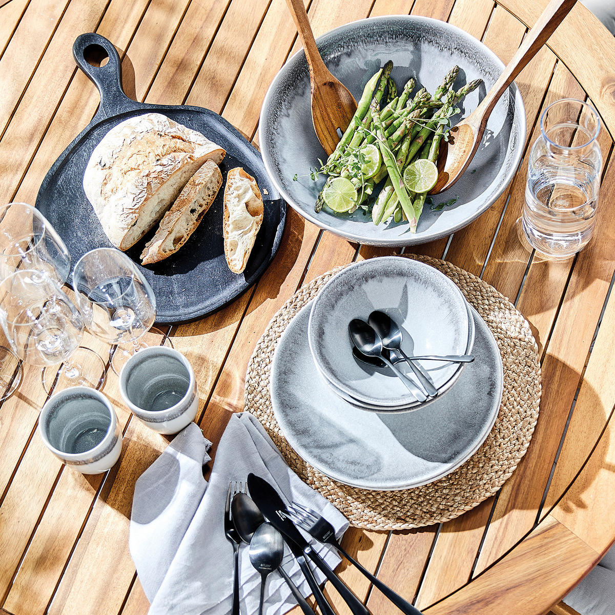 GESCHIRR-SET (12-teilig) Atlantis - Weiß/Grau, Keramik (28/3/28cm) - Butlers