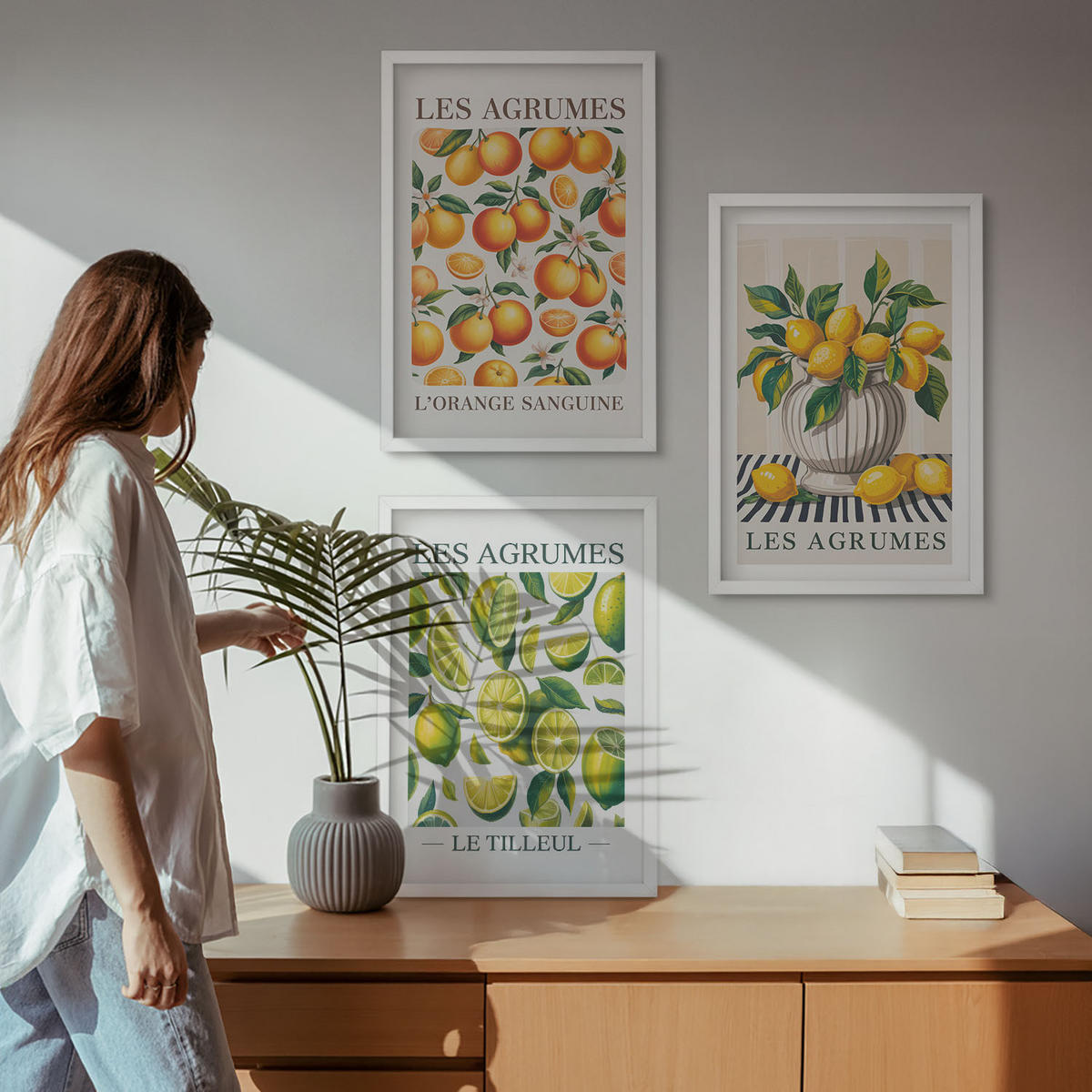 WANDBILDER 3er-Set - 40x60 cm Weißer Rahmen - Zitrusfrüchte in farbenfrohen Varianten - Weiß, Kunststoff (40/60cm) - ArtPrintCave