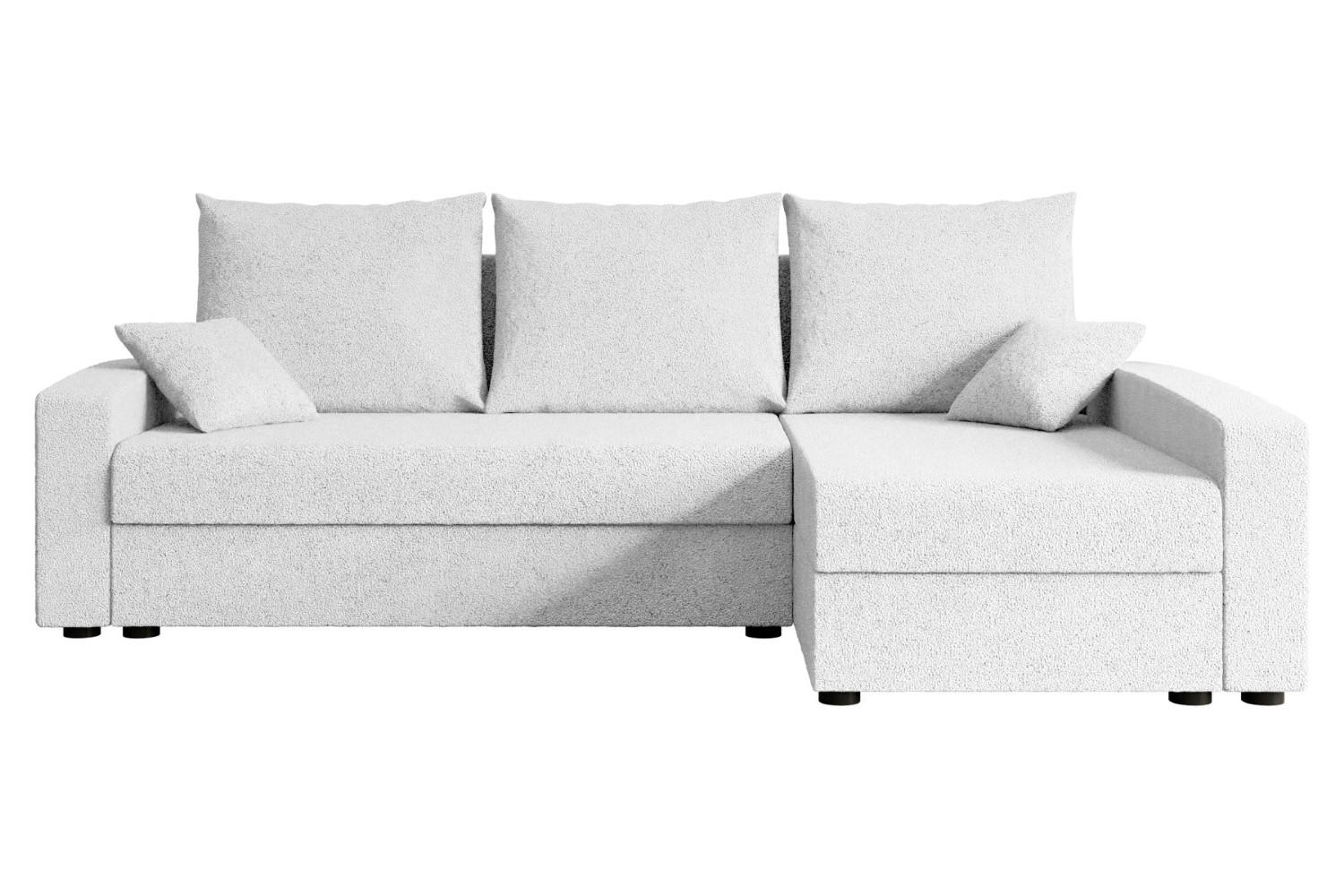 ECKSOFA mit Schlaffunktion und Bettkasten ALESIA-L 231x140x90 cm Weiß Bouclé - Silberfarben/Weiß, Holzwerkstoff/Kunststoff (231/140cm) - ALTDECOR