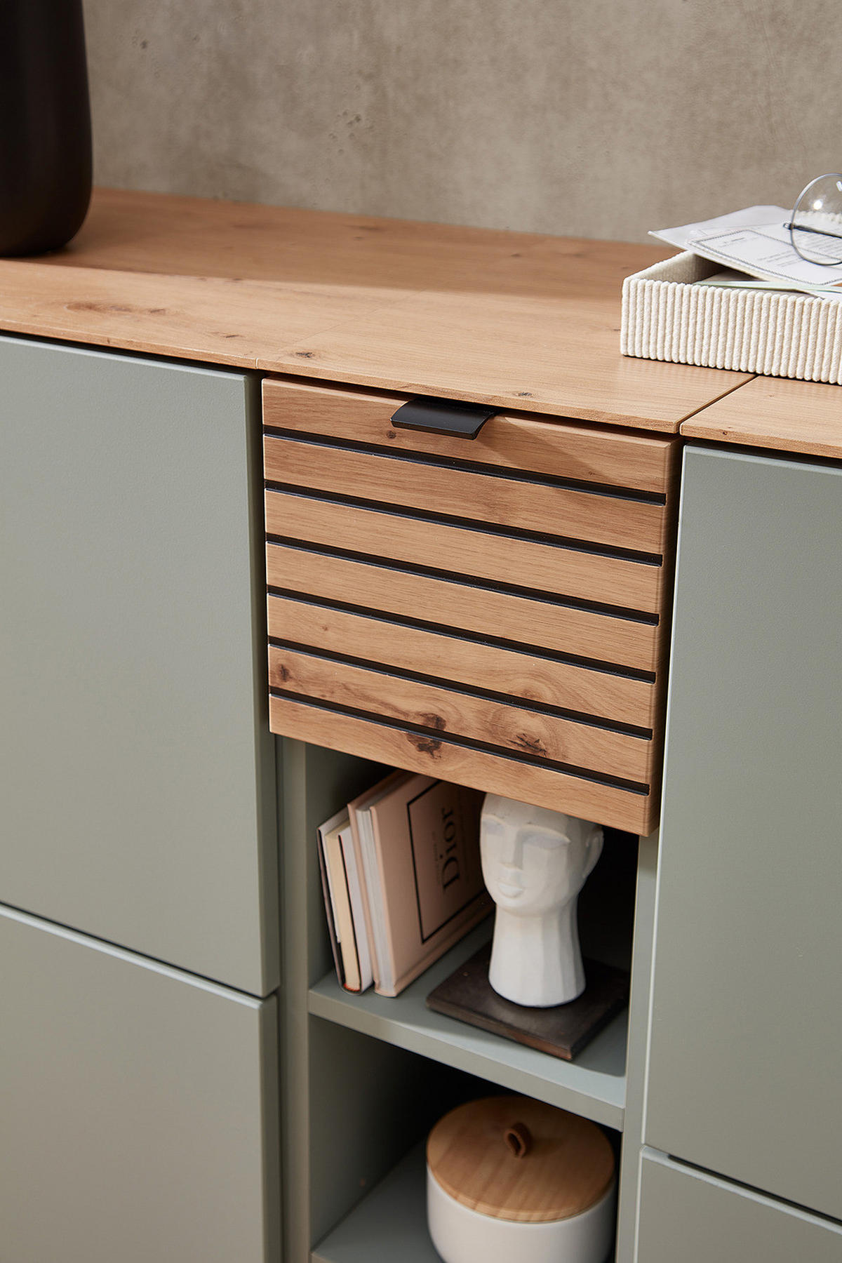 WANDREGAL - Schwarz/Mintgrün, Holzwerkstoff/Metall (25/84/37cm) - home24