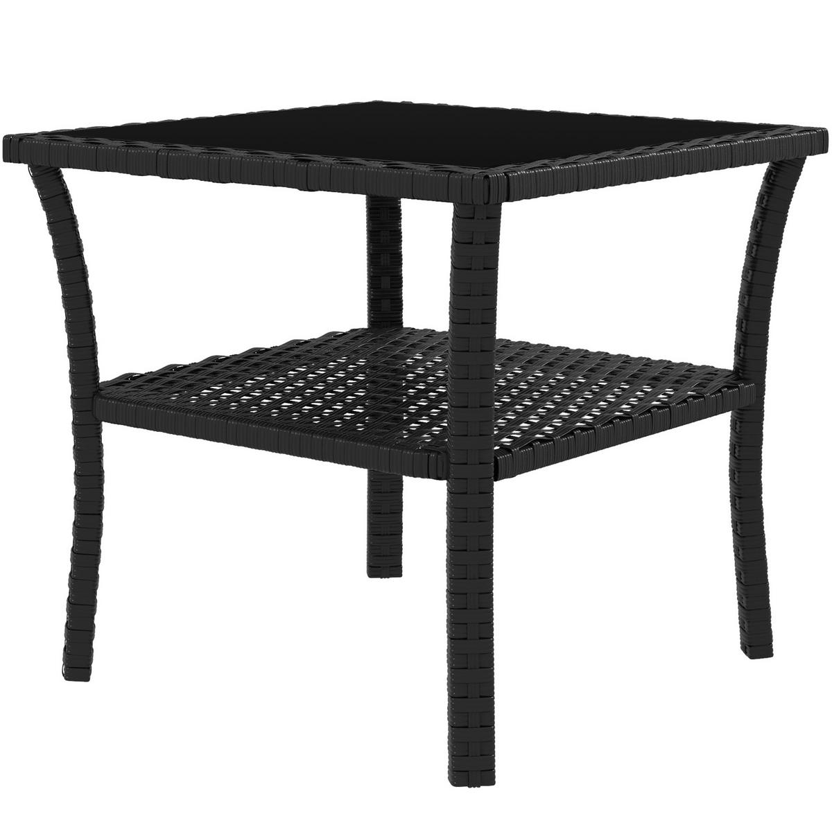 GARTENBEISTELLTISCH Quadratisch Schwarz 50/50/45 cm - Schwarz, Metall (50/50/45cm) - Outsunny