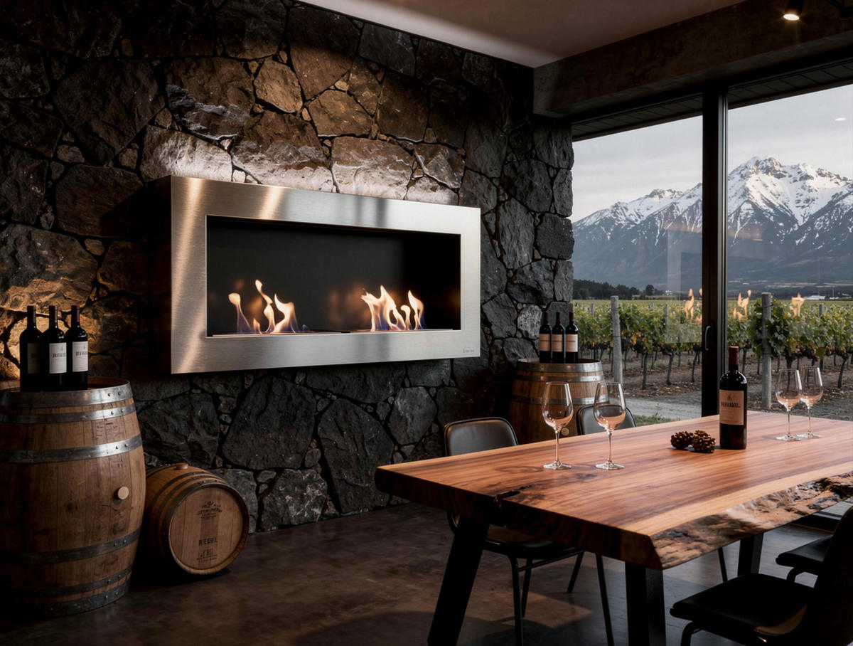 BIOETHANOL-KAMIN Silber Wandmodell inklusive 2.4 L Brennblock - Silberfarben, Metall (90/43/20cm) - Purline