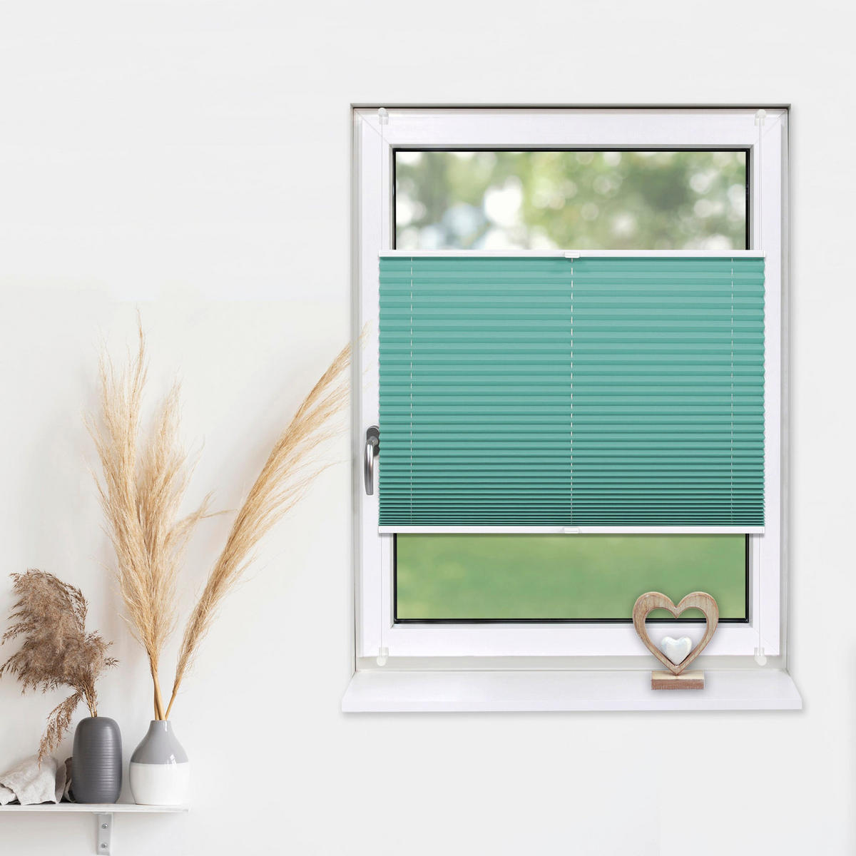 PLISSEE Basic ohne Bohren - Türkis, Textil (70/210cm) - Deco-Raum